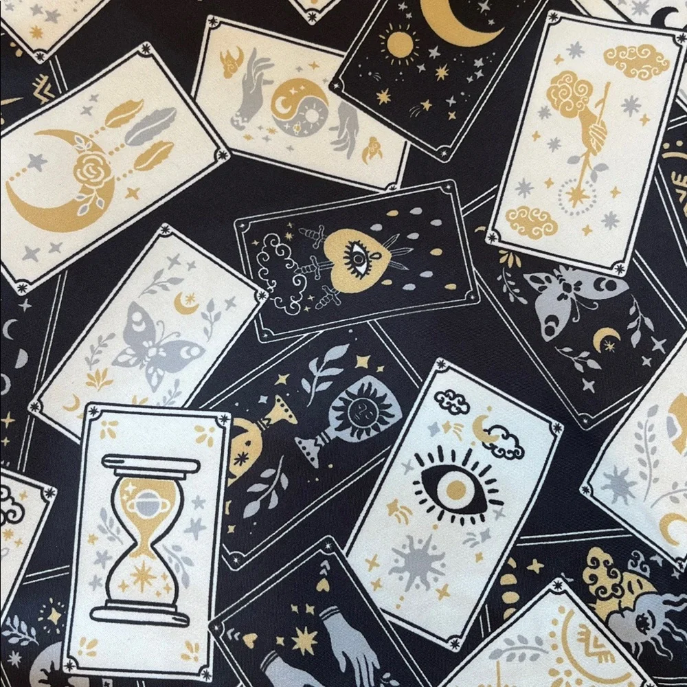 Celestial Table Runner Moon Sun Black Cat Neutral Tarot Magic